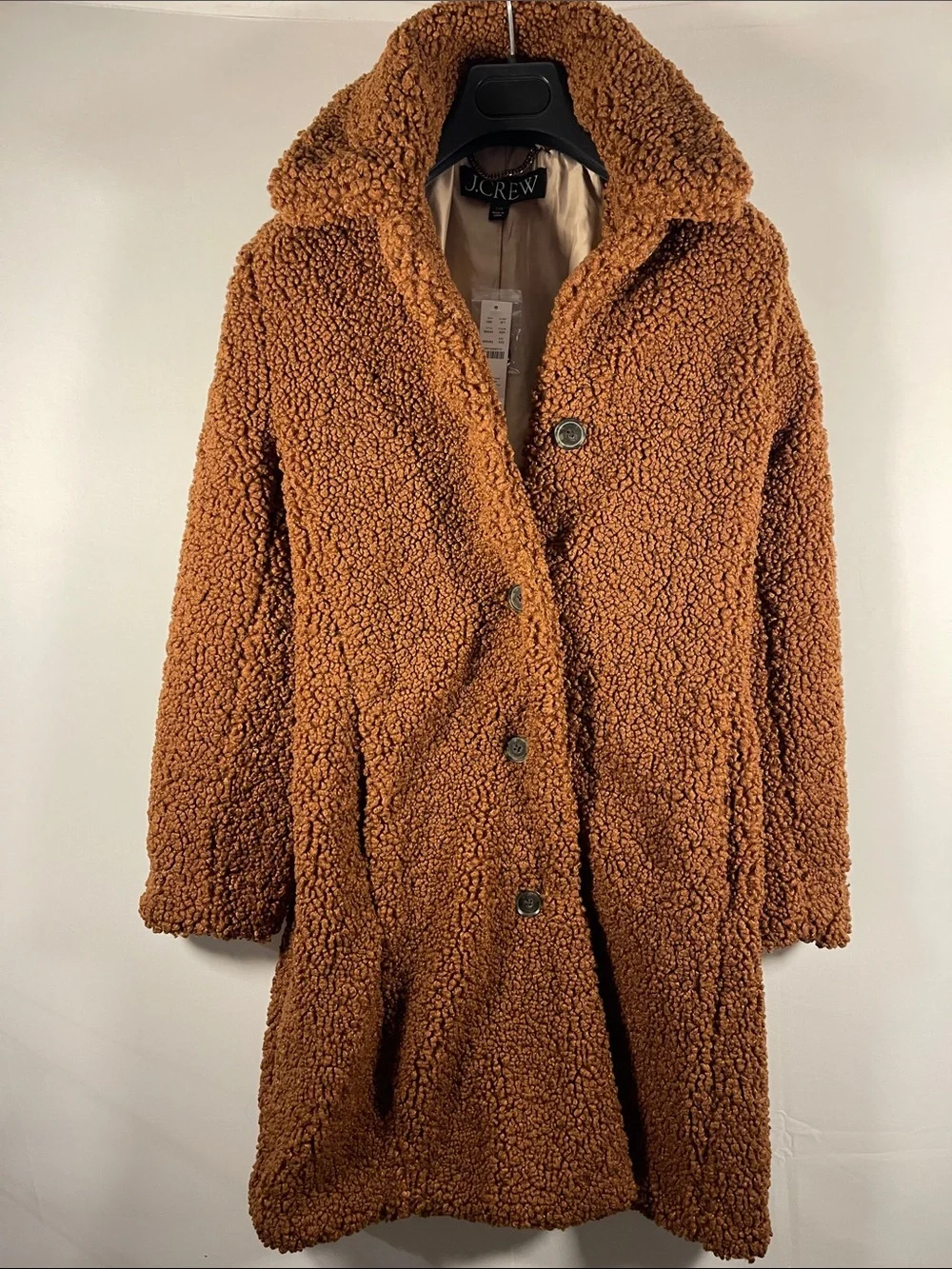 NWT J. Crew Women's Rust Brown Teddy Coat Size XXS
